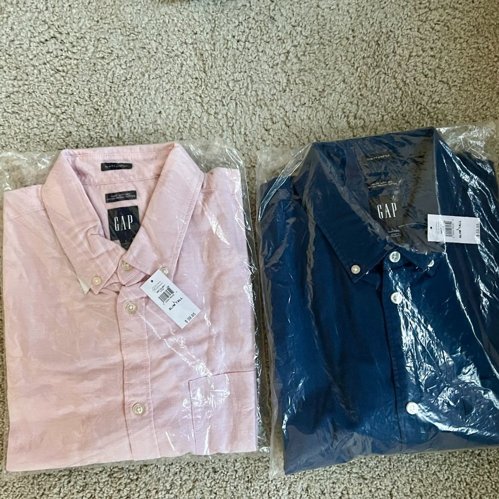 SOLD NWT:  Set of 2 GAP Classic Oxford Shirts, Standard Fit SZ TL